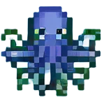 Colorful squid swimming in the ocean emoji