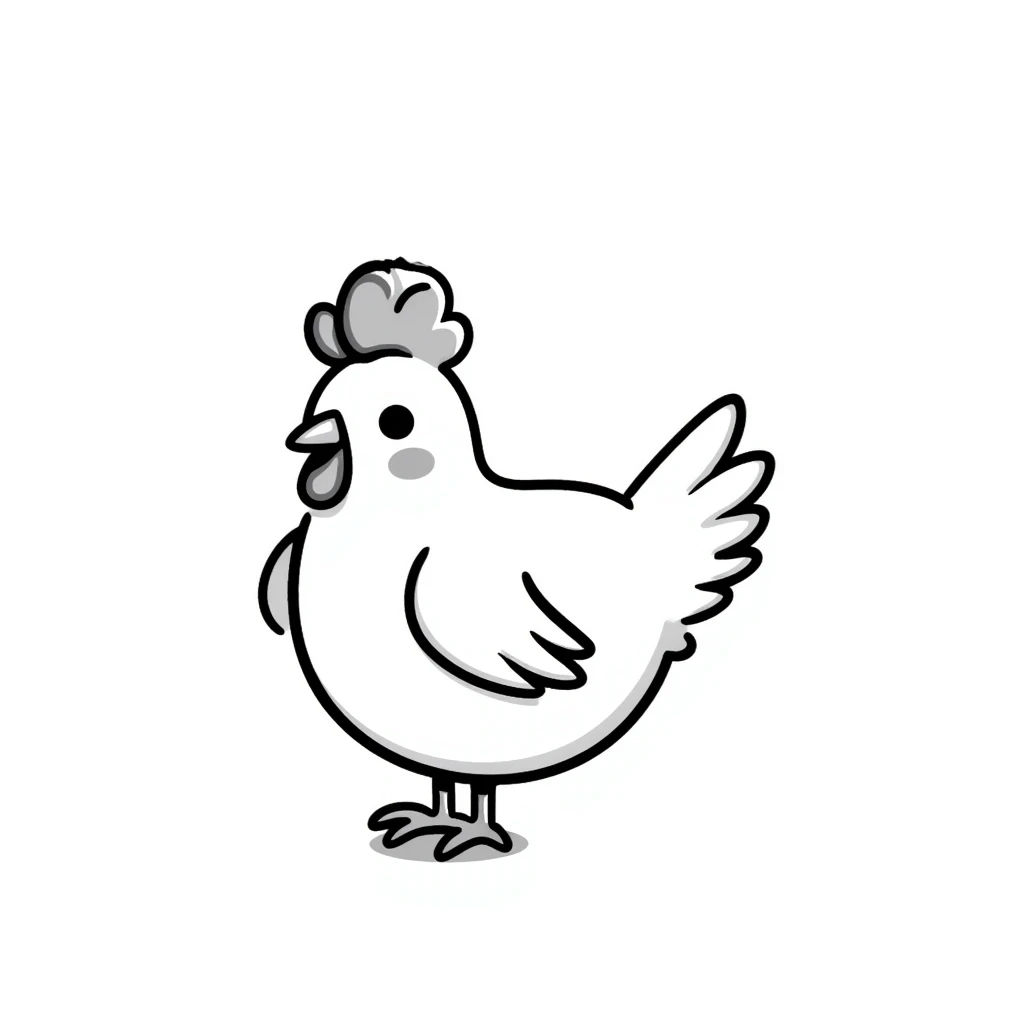 a live chicken with a pat of butter on its head, hand drawn doodle style emoji