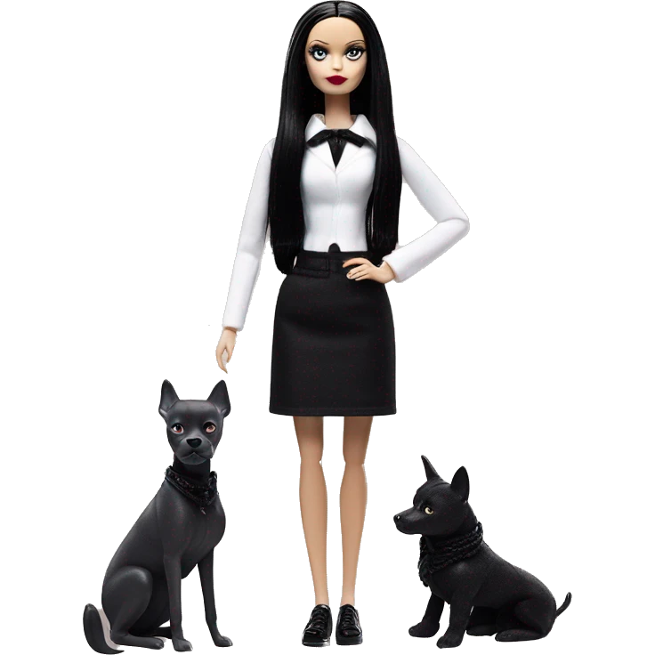 Clean look gothic beach Wednesday Addams Barbie. Creepy , show full height  emoji