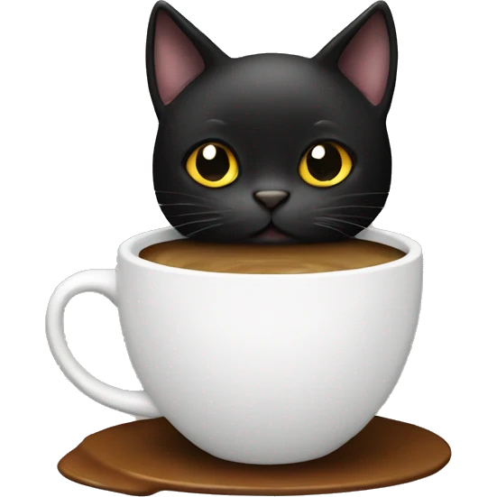 Black cat with coffee emoji