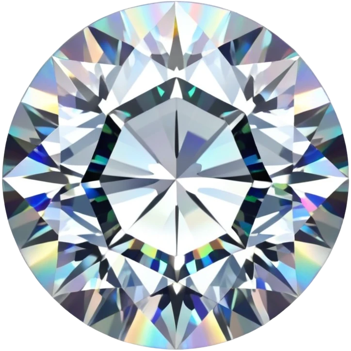 Make it 3D emoji style: add a silver jewelry setting to the round cut white diamond with holographic shine and sparkles emoji