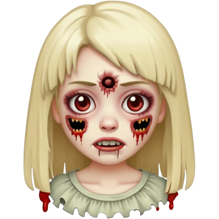 franja, zombie, emoji, menina emoji