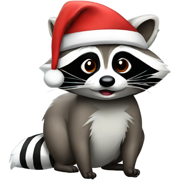 Raccoon with Santa hat emoji