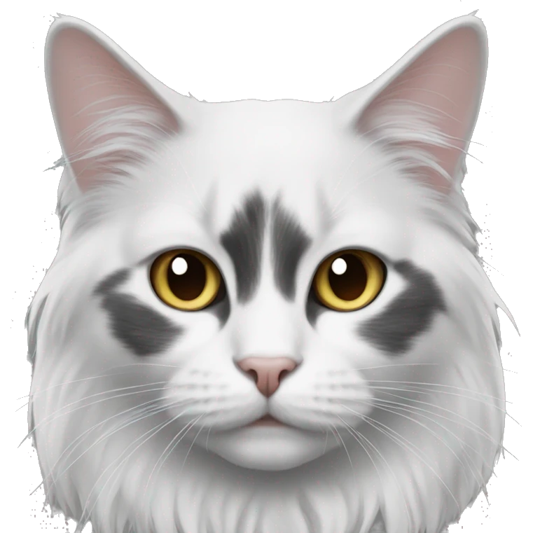 black and white cat long haired emoji