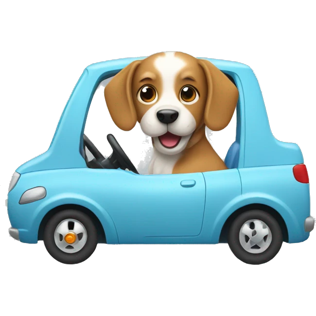 Dog driving a car emoji