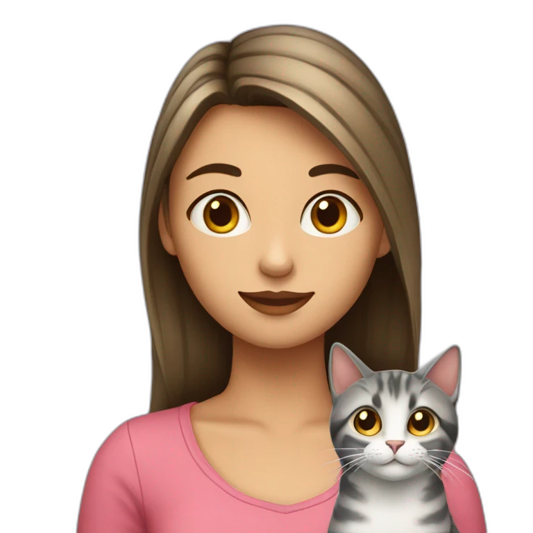Une fille avec un chat emoji