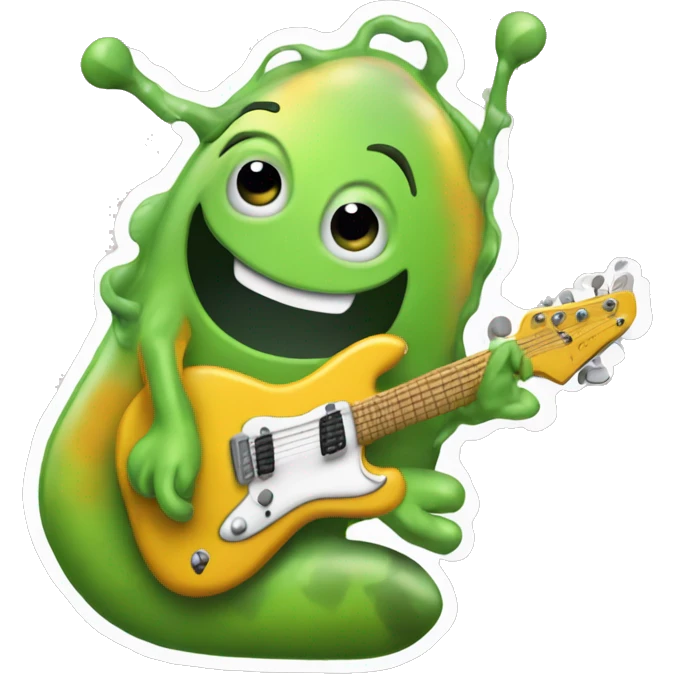 Happy slimy slug playing electric guitar emoji