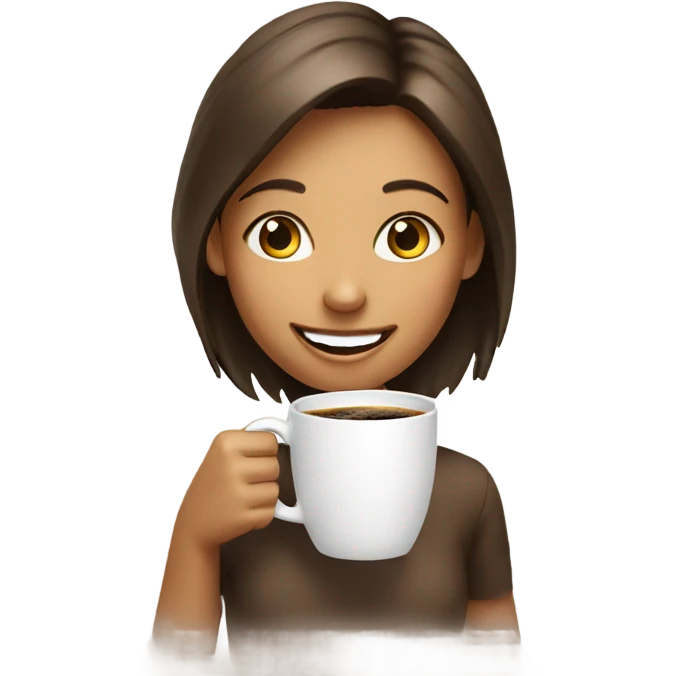 smiling girl with coffee cup  emoji