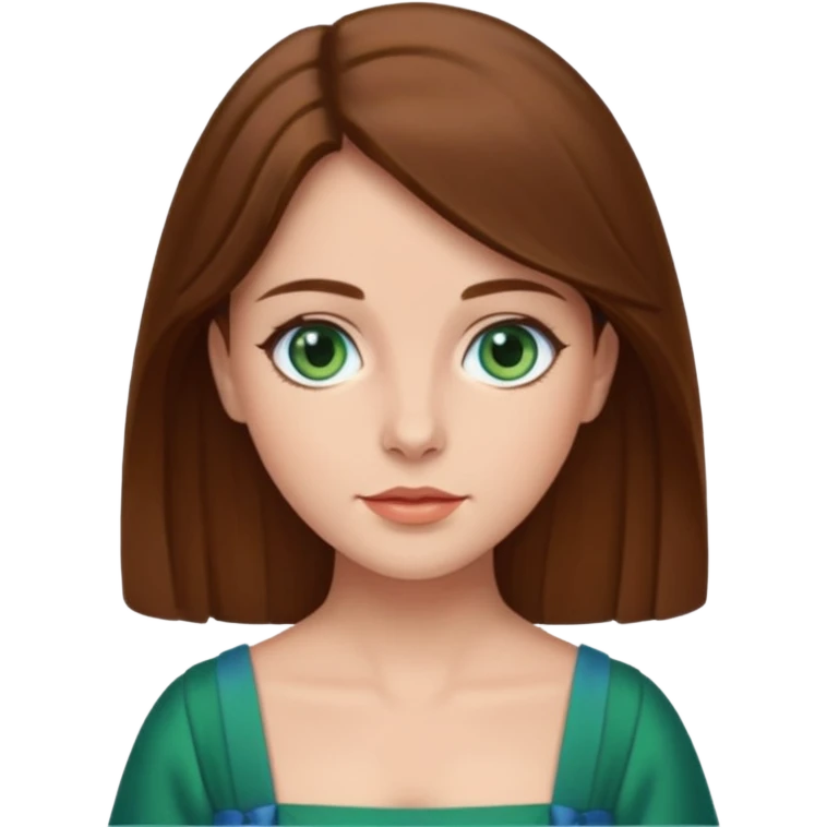 Leonor de Borbon avec cheveux marrons yeux bleu avec robe verte emoji