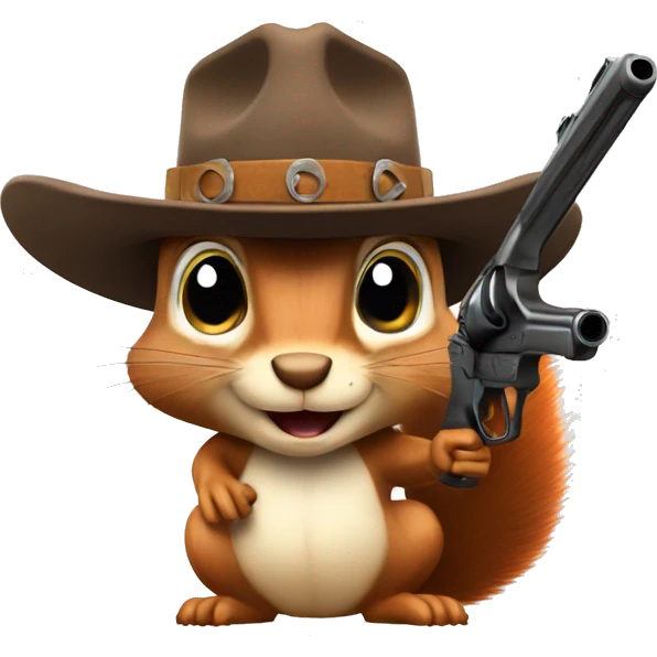 Squirrel in cowboy hat with gun emoji