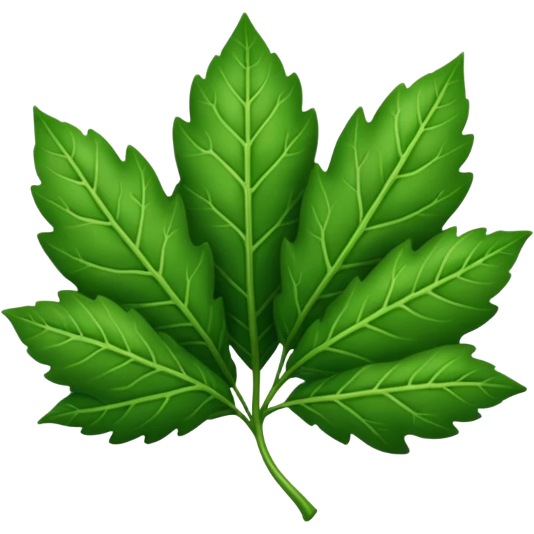 "iOS style leaves emoji, green with detailed veins, no background" emoji