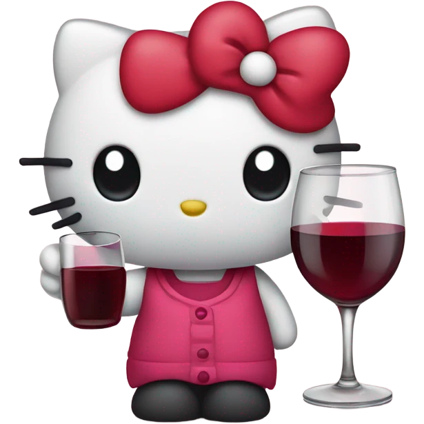 Hello Kitty drinking red wine emoji