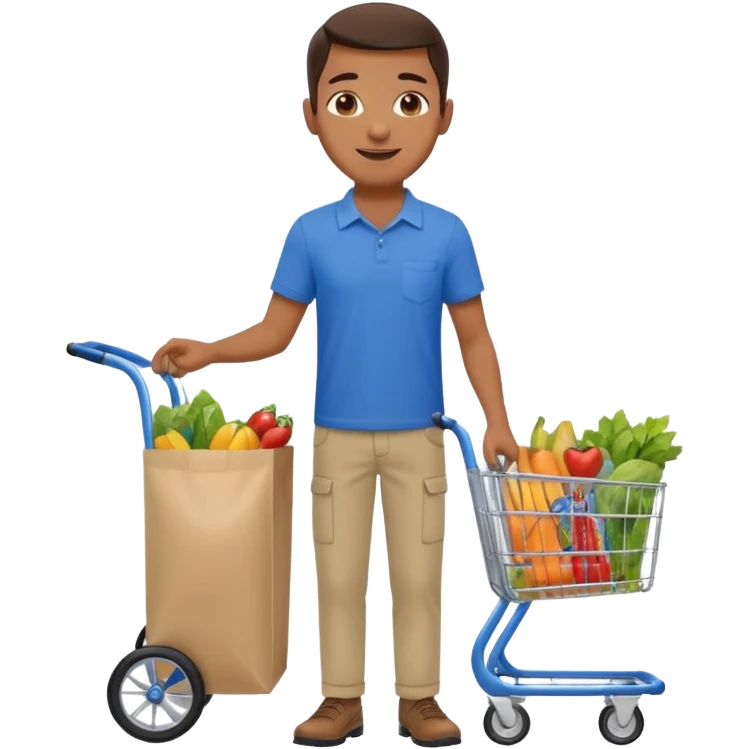 build me a personalized emoji whee it's a smart cart for grocery and a latino looking face that works as jack of all trades emoji