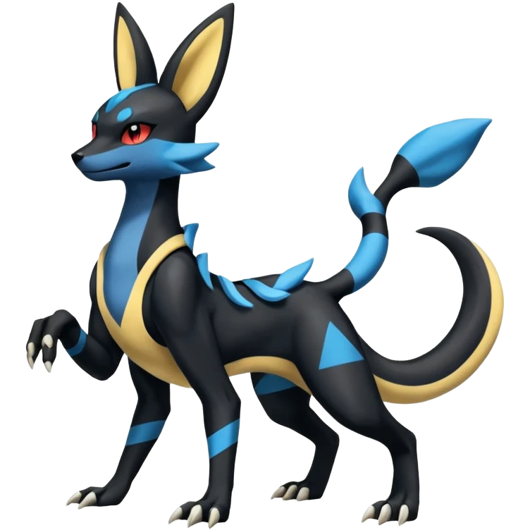 Umbreon-Lucario-Salandit-Zeraora-fusion, full body emoji