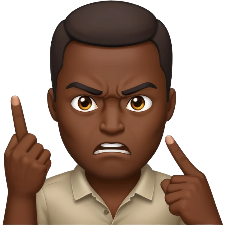 dark male sticking up middle finger emoji