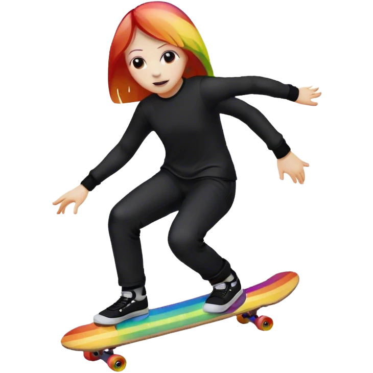 ghost goth skate boarding under a rainbow  emoji