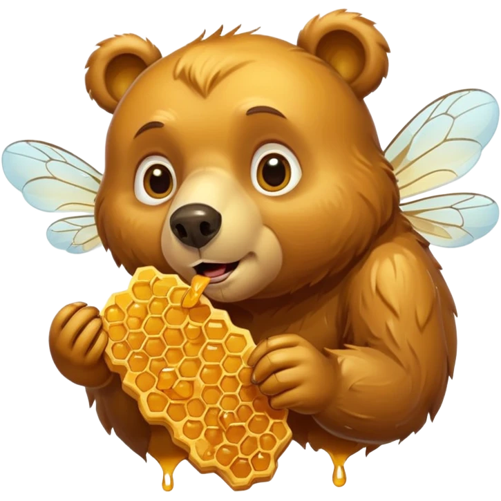 bear eating honeycomb with bees flying around emoji