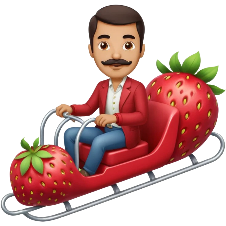persian man with moustache on a strawberry rollercoaster emoji