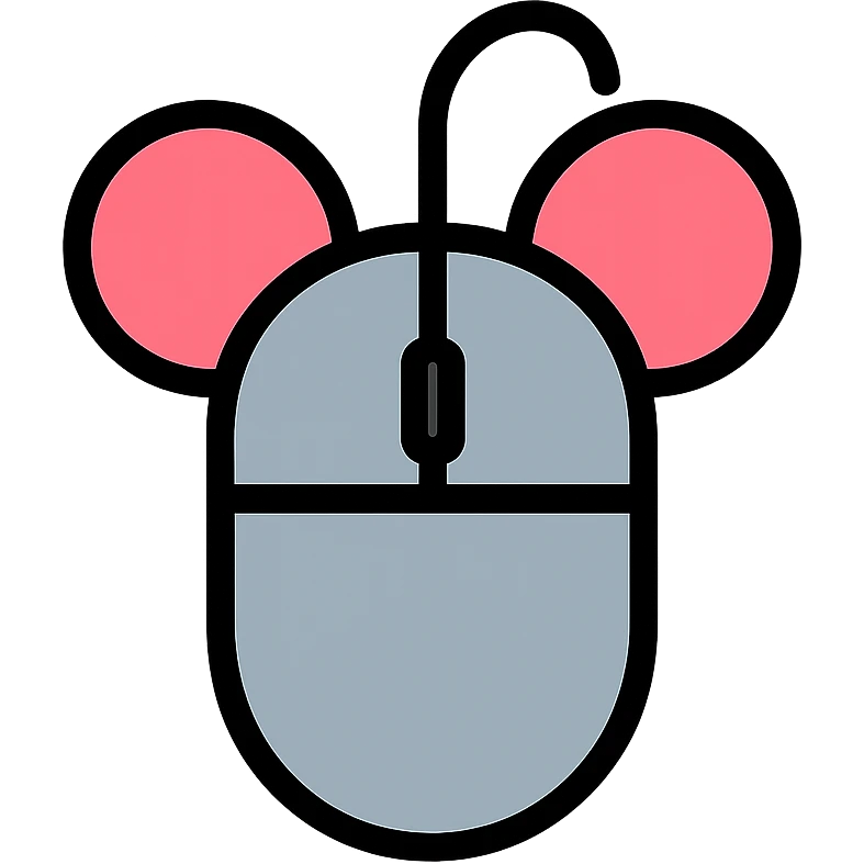 Colorful mouse icon with gray body and pink ears emoji