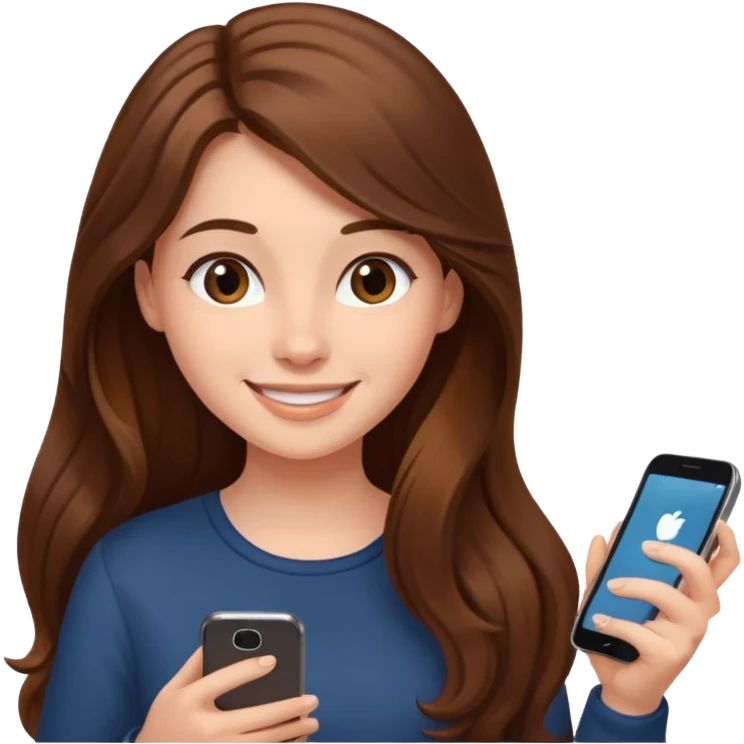 young woman scrolling on her phone @emoji emoji
