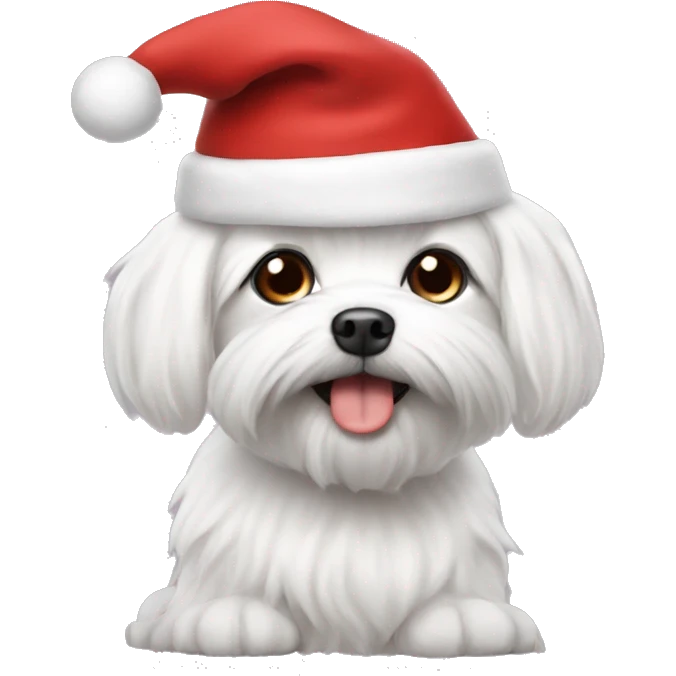 maltese with a santa hat emoji