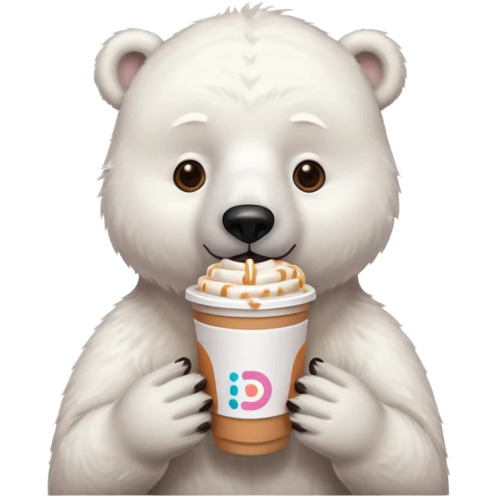 Polar bear with Dunkin iced coffee  emoji
