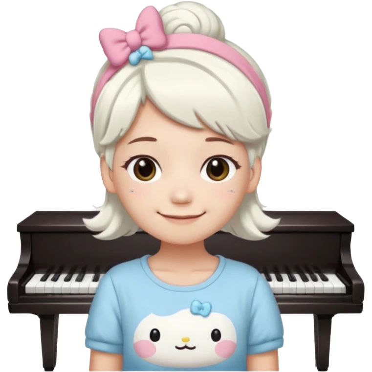 Cutecore white dyed hair sanrio cinnamon roll headband mezzo piano shirt emoji