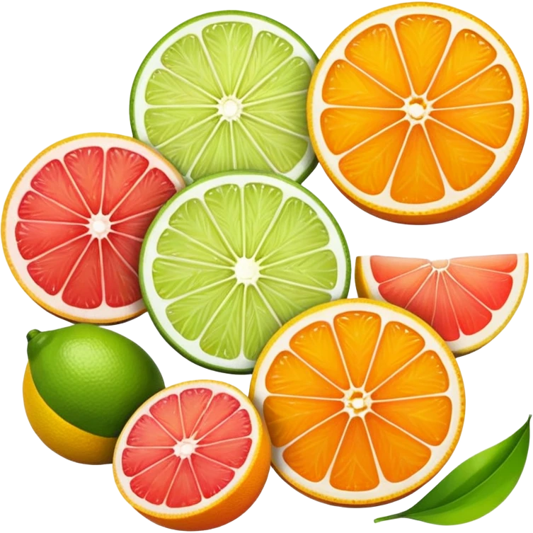 Emoji of slices of oranges, lemon, lemongrass, lime, grapefruit emoji