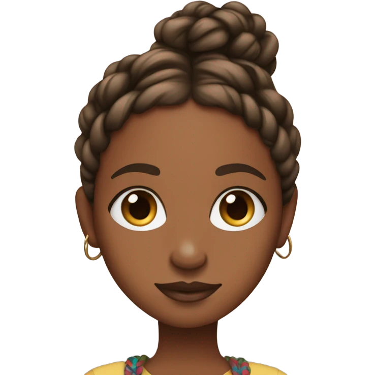 Brown skin girl with boho braids and a graphic tee emoji
