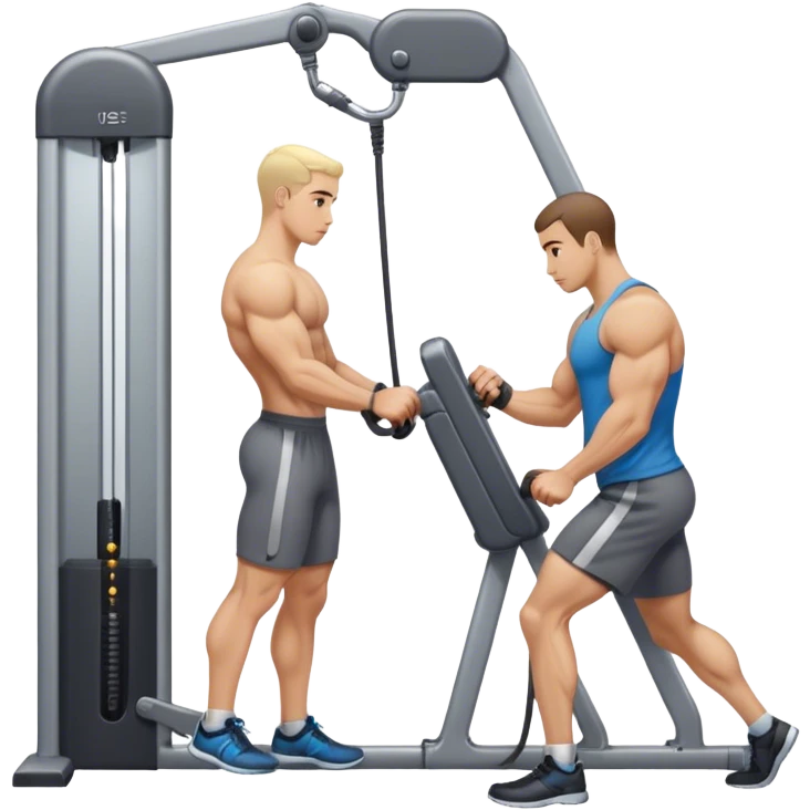 side-view man standing cable-machine tricep-pushdown emoji
