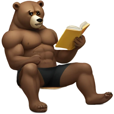 muscle bear reading emoji