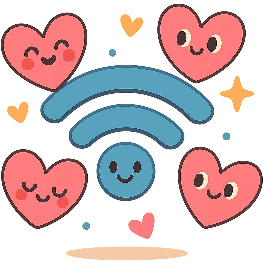 значок вай фая с сердечками вокруг emoji
