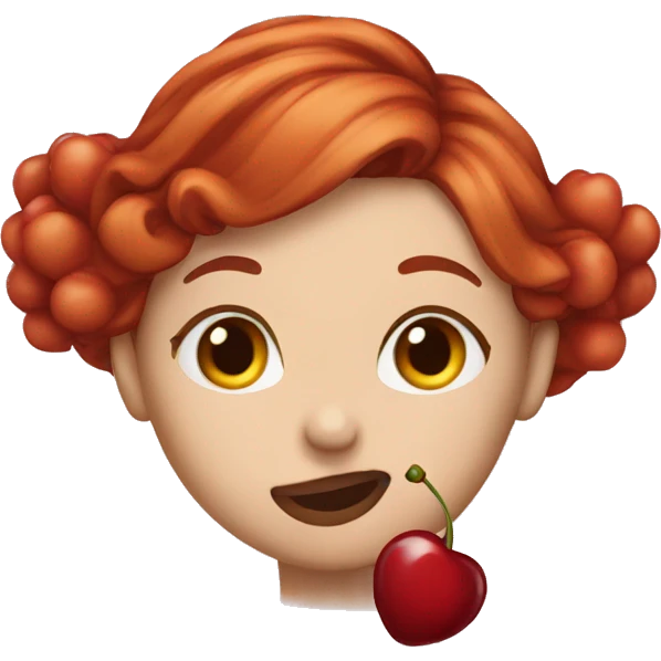 Woman with cherry hair sending a kiss emoji