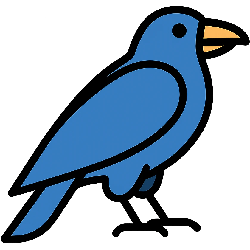 bold color outline icon of a raven emoji
