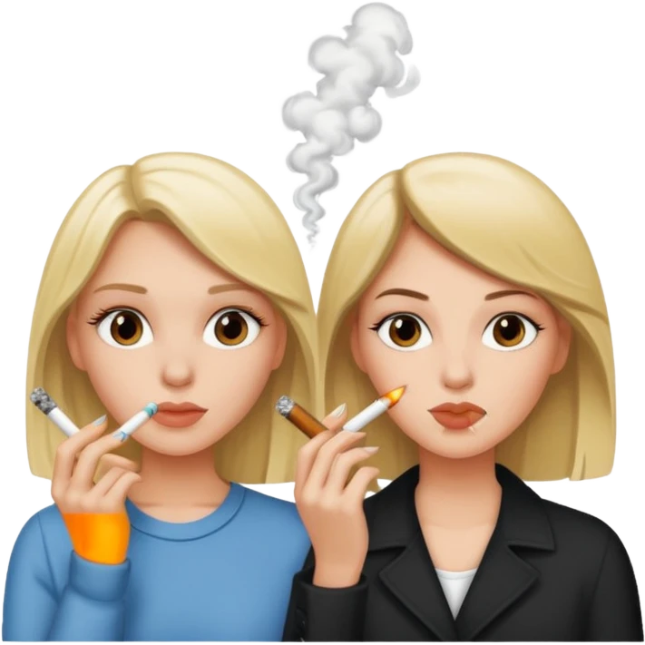 Blonde white girl and brunette white girl smoking a joint emoji