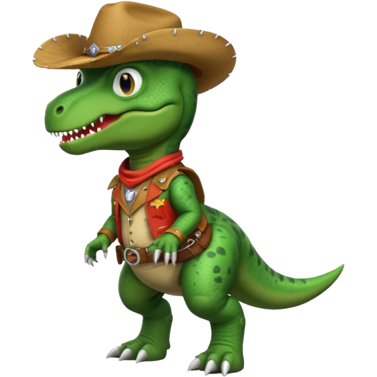 trex dinosaor with cowboy helmet with cowbot clothes emoji