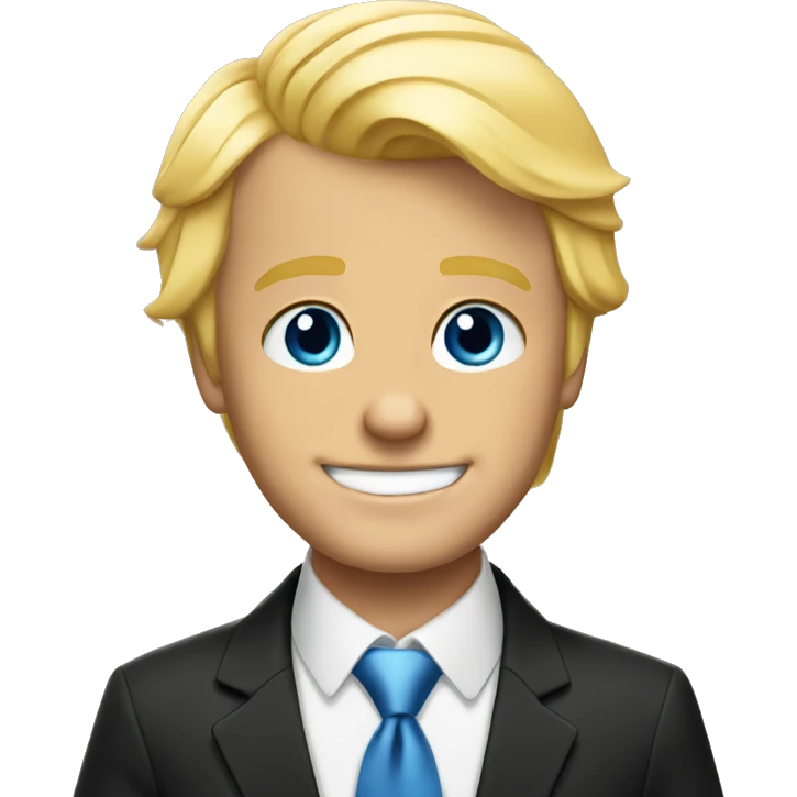 smiling boys in formal attire Blonde hair guy is Donald Trump emoji