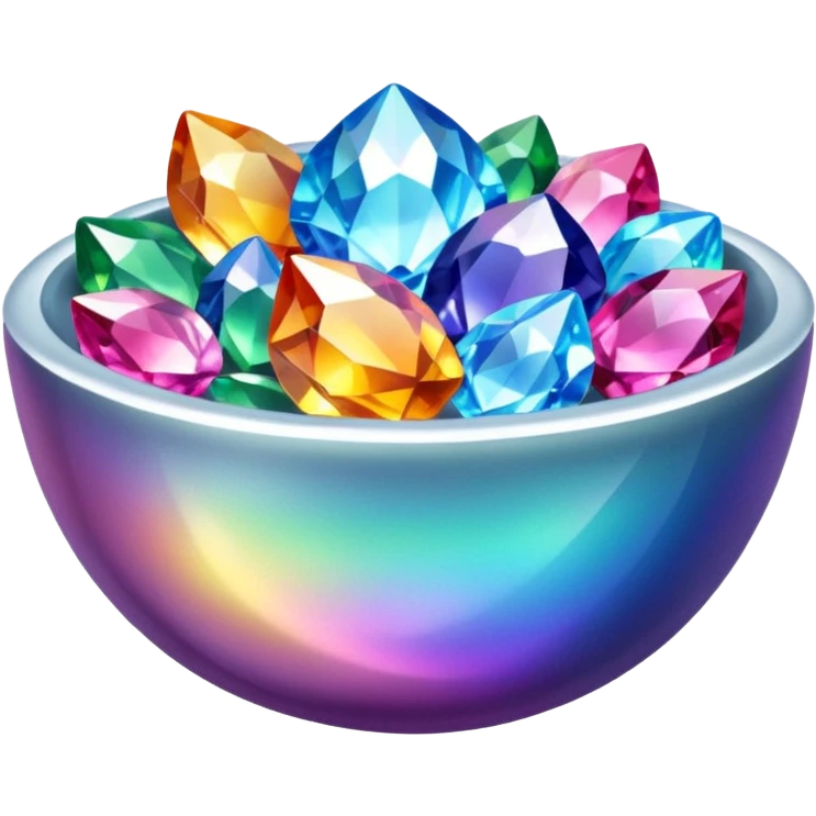 a bowl of colorful blinged crystal emoji
