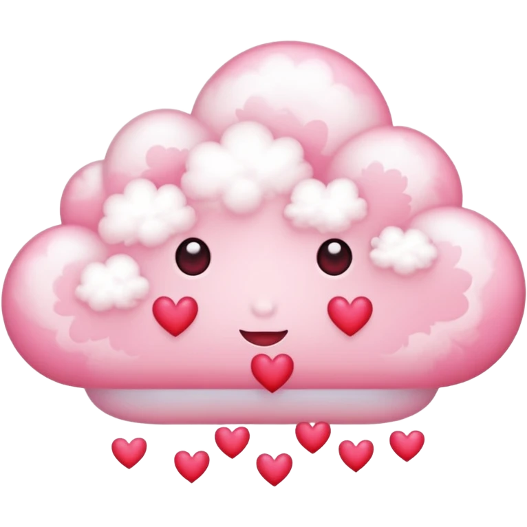 Plain white cloud with pale pink aura surrounding with hearts coming out the bottom emoji