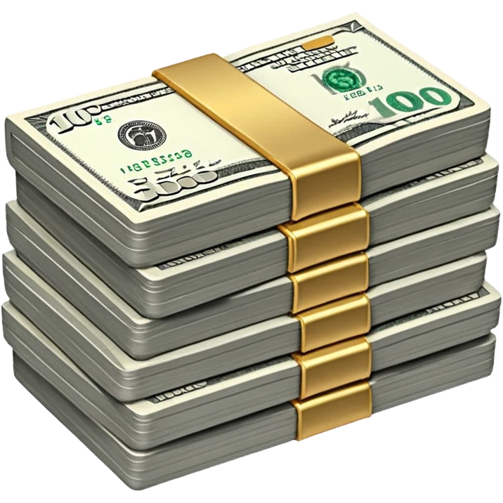 Metallic black-and-white money pack emoji, simple geometric stack of bills,minimal style
 emoji