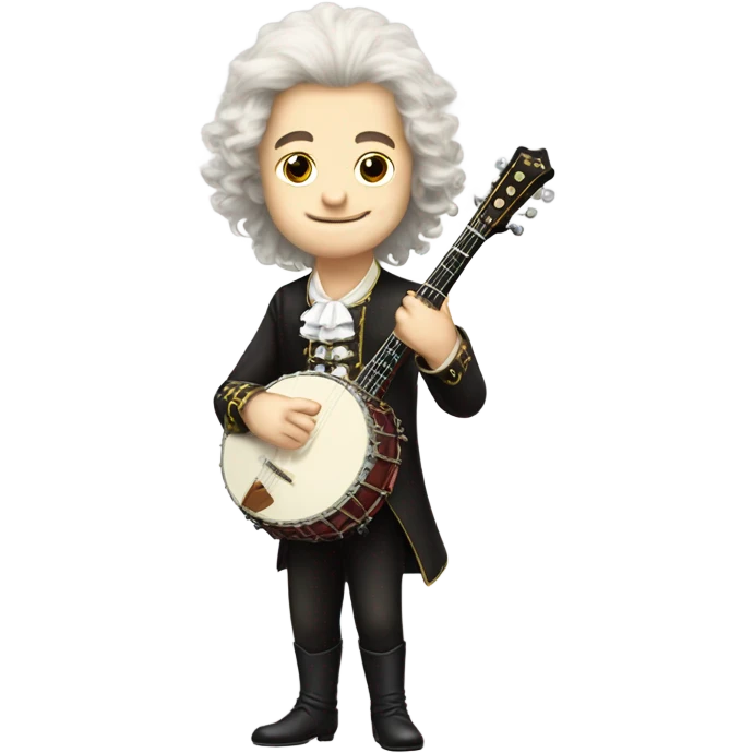Wolfgang Mozart chibi wig standing young 5-string banjo emoji