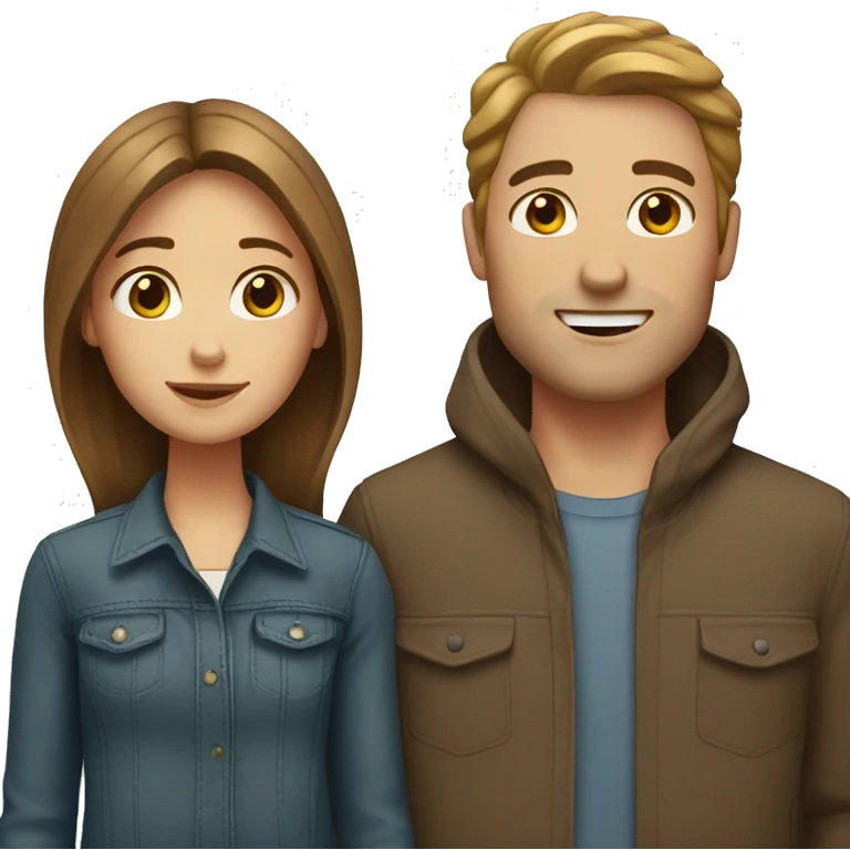 White couple with brown hair emoji