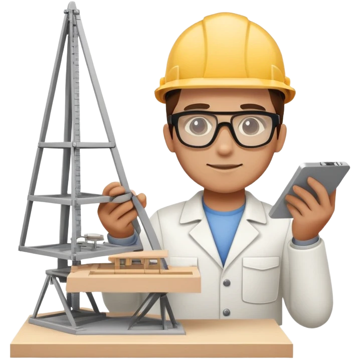 architect with protective eyewear building a scale model emoji