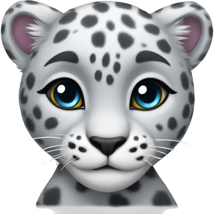 cute snow leopard shows a heart emoji