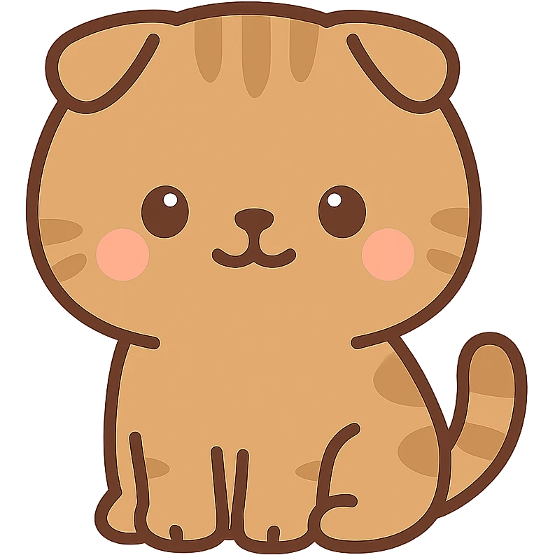 flat toon kawaii scottish fold kitten sitting emoji