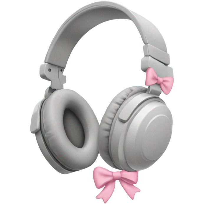 light grey full head headphones with light pink bows on the bit that goes on your ear emoji