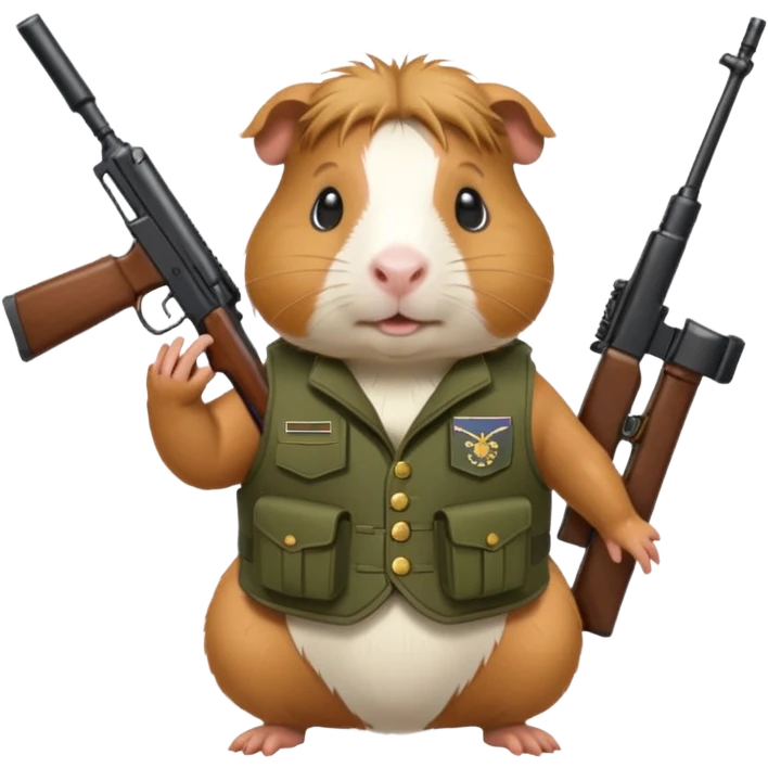 guinea pig with a military vest and rifle, no hat emoji