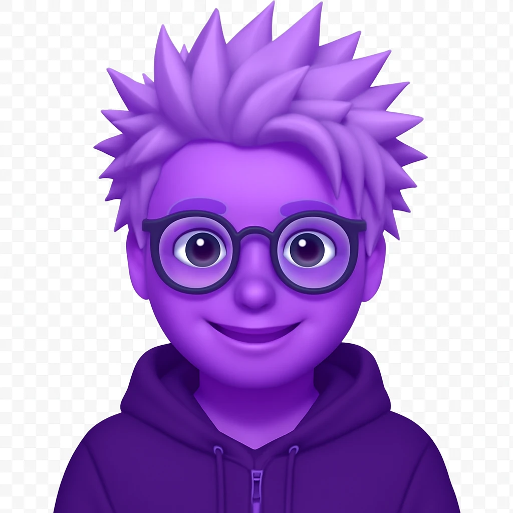 Make the edgelord nerd more smiley and change the nerd's color to purple, keep the style and transparent background. The original style is preserved but use the general editor to achieve the changes with transparent background. emoji
