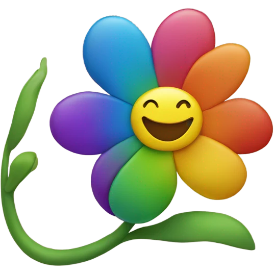 Rainbow flower with a smiley face  emoji