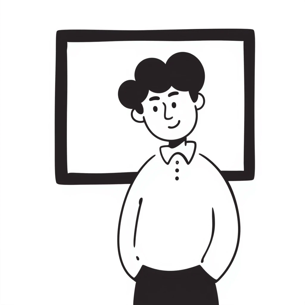 A hand-drawn portrait of a man in a simple picture frame emoji
